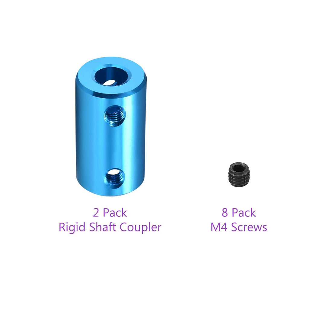 DMiotech 2Pcs 1/4"-1/4" Bore Rigid Shaft Coupling Aluminum Alloy Blue