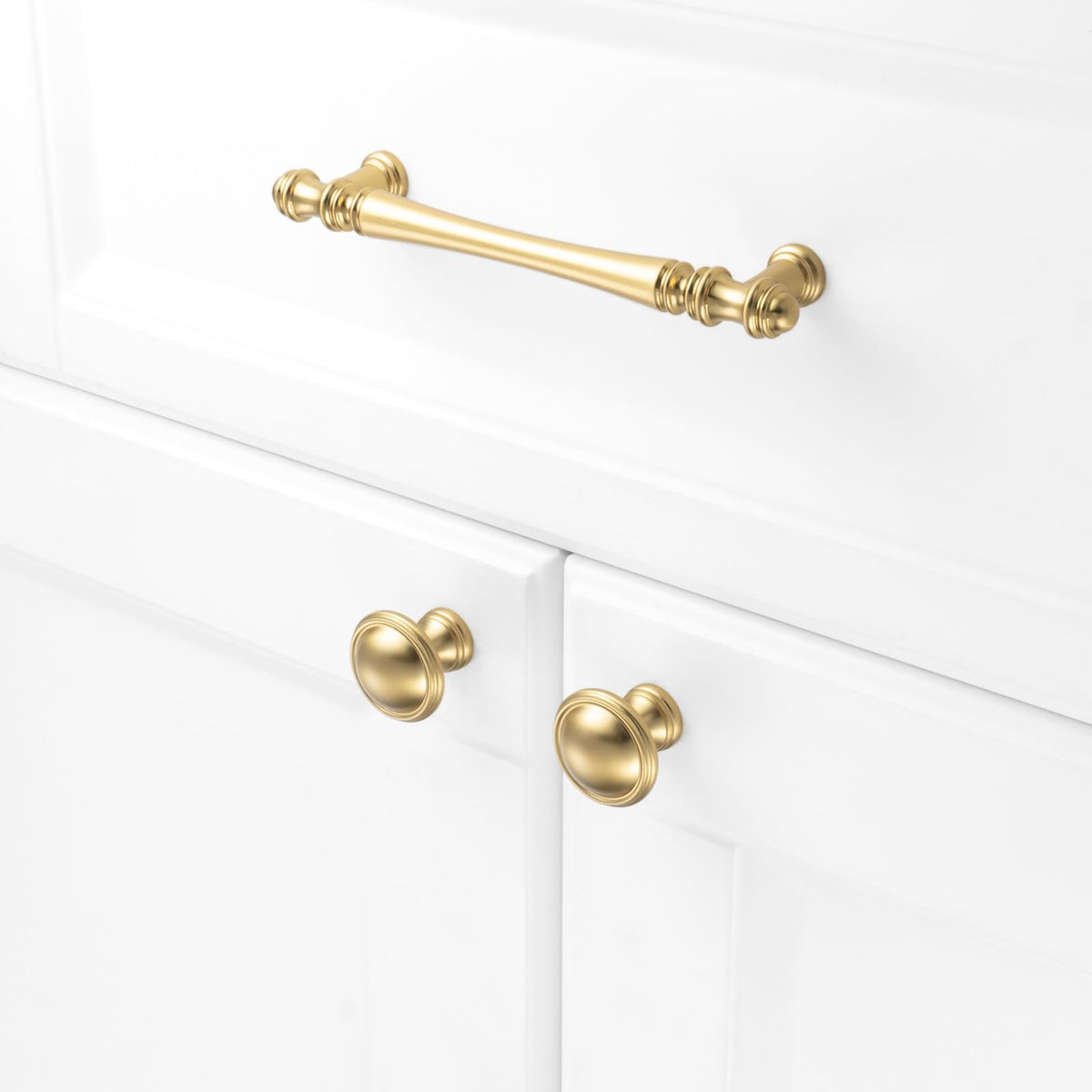 30 Pack 5 in Brushed Gold Cabinet Pulls, Gold Drawer Handles P30