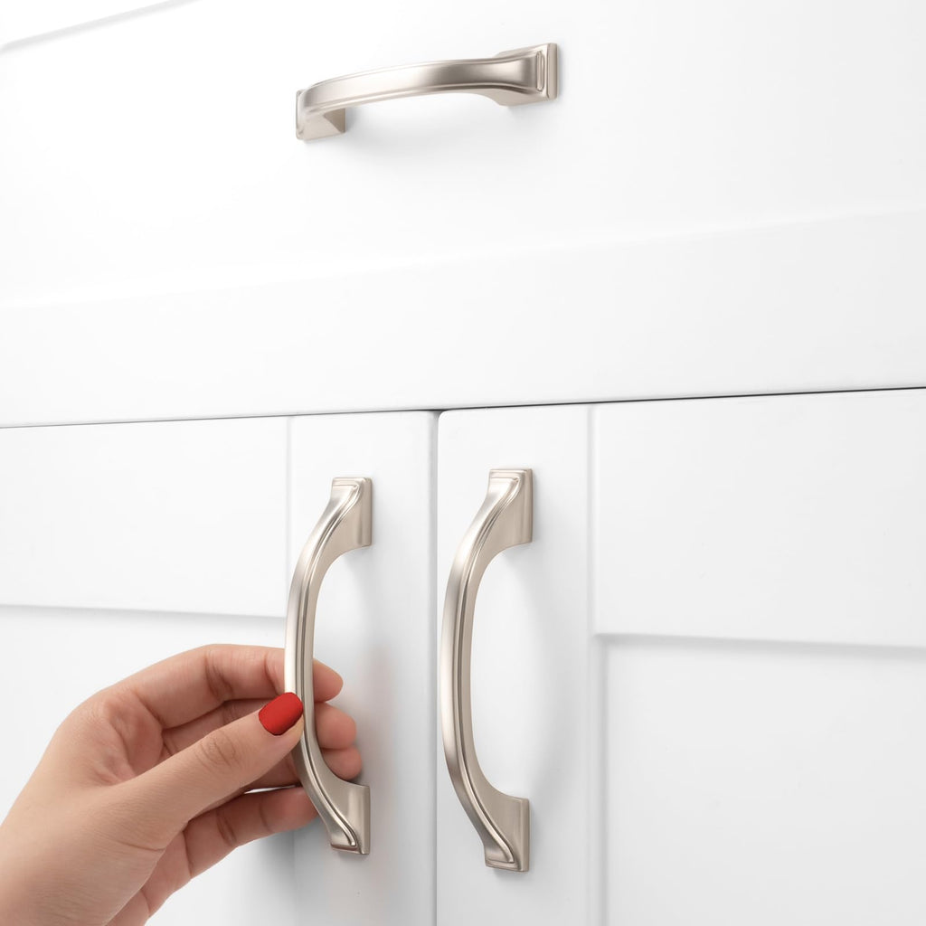Brushed Nickel Cabinet Pulls 3 Inch Silver Drawer Pull 10 Pack 8222