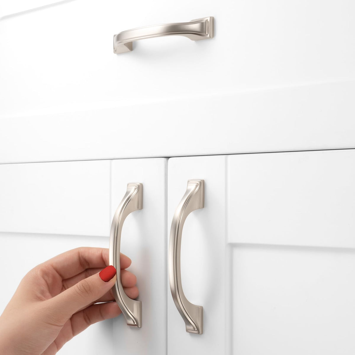 Brushed Nickel Cabinet Pulls 3 Inch Silver Drawer Pull 10 Pack 8222
