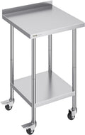 24 x 24 x 40 Inch Stainless Steel Work Table, Commercial Food Prep Worktable with Casters, Heavy Duty Prep Worktable