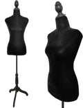 Black Female Dress Form Mannequin Torso Body with Adjustable Tripod Stand Dress Jewelry Display