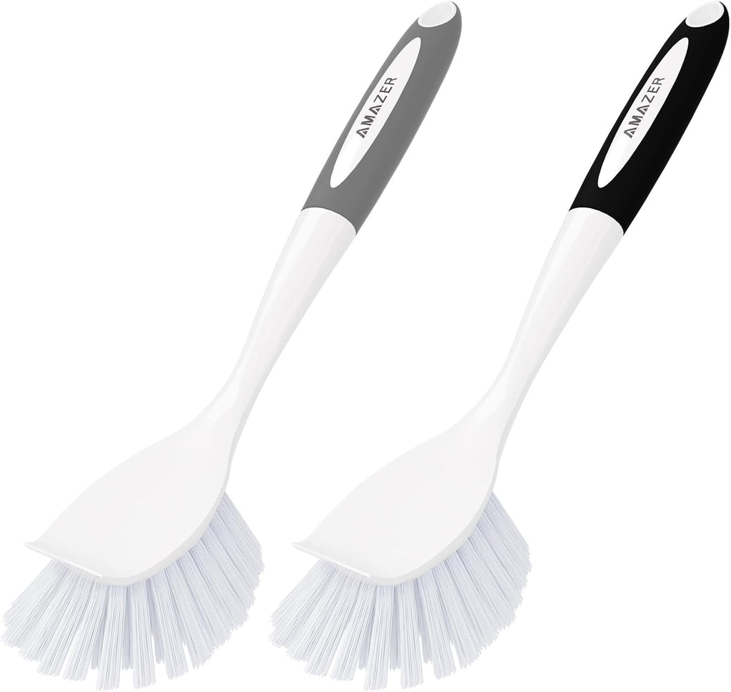 Dish Brush, 2 Pack Dish Scrubber with Handle, Kitchen Dishes Brushes, Scrub Brush with Stiff Bristles for Cleaning