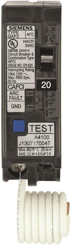 Siemens QA120AFCP 20-Amp Single Pole 120-volt Plug On Combination AFCI Breaker