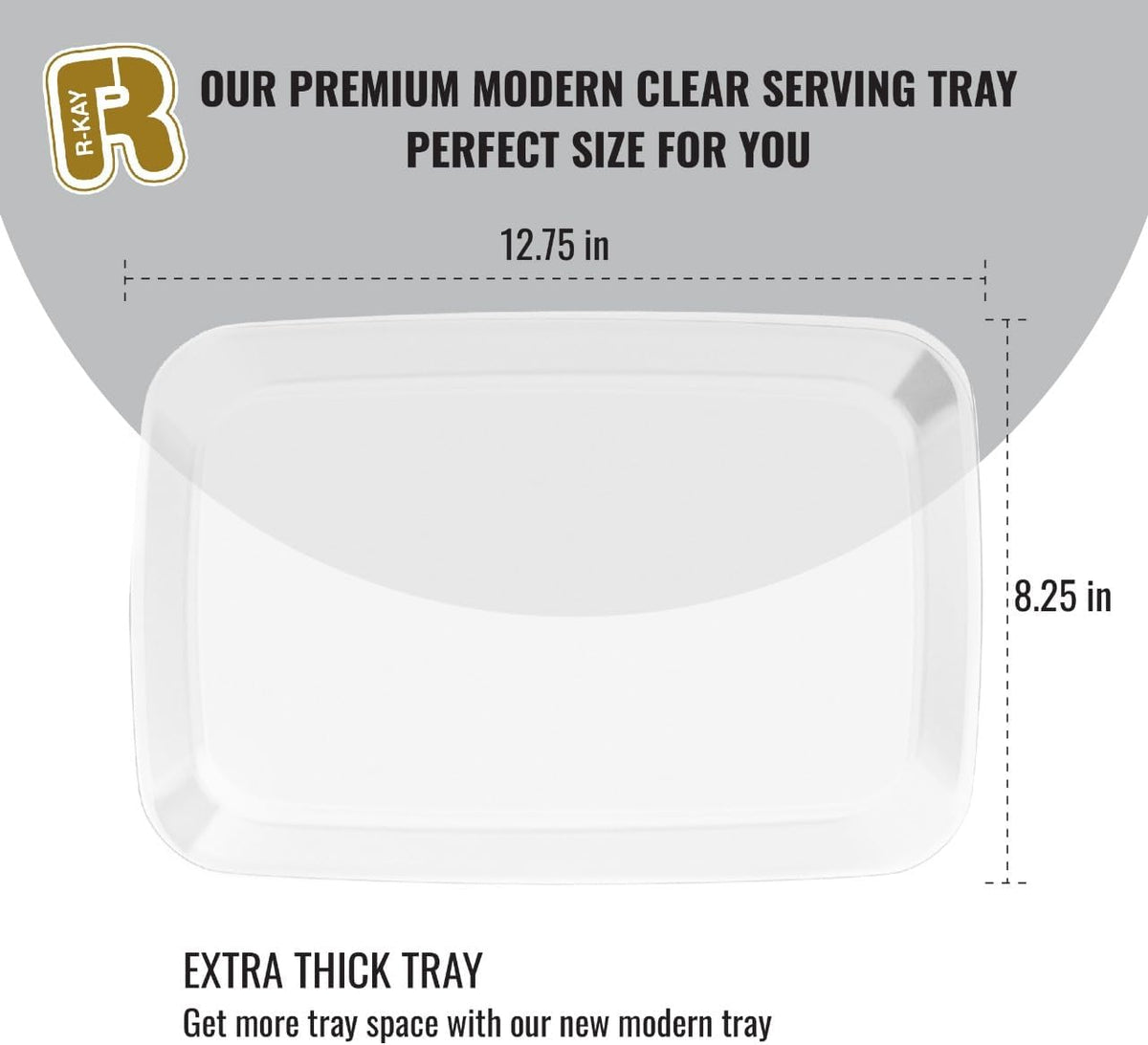6 Pack Clear Plastic Serving Trays For Party, 12.75 x 8.25 In - Heavy Duty Plastic Trays For Food - Rectangular Platters