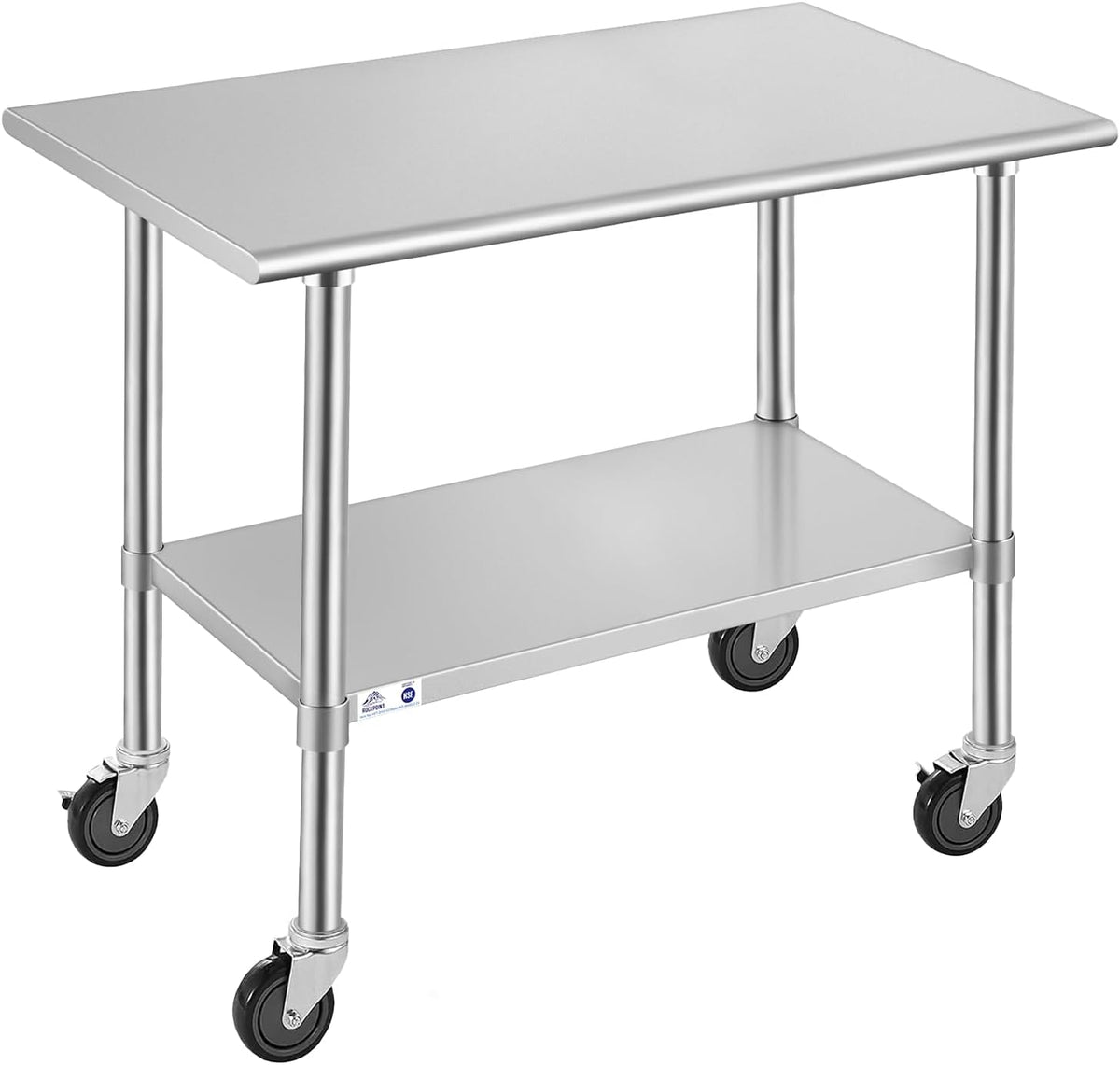 Stainless Steel Table for Prep & Work with Caster Wheels 24x48 Inches, NSF Metal Commercial Kitchen Heavy Duty Table