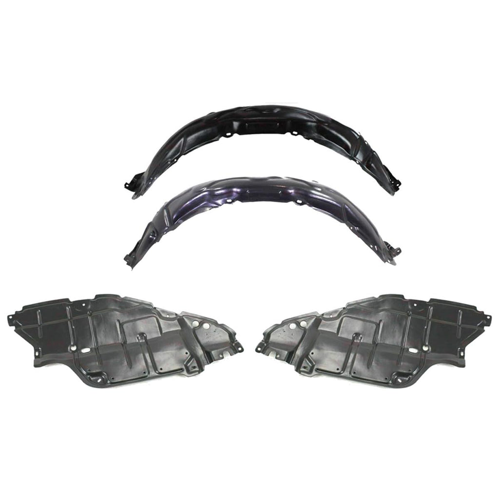 Front Fender Liners Set + Engine Splash Shield Undercover For 2007-2009 Toyota Camry Direct Replacement