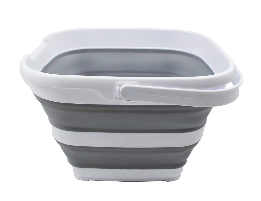 10L (2.6 Gallon) Collapsible Rectangular Handy Bucket (White/Grey, 1)