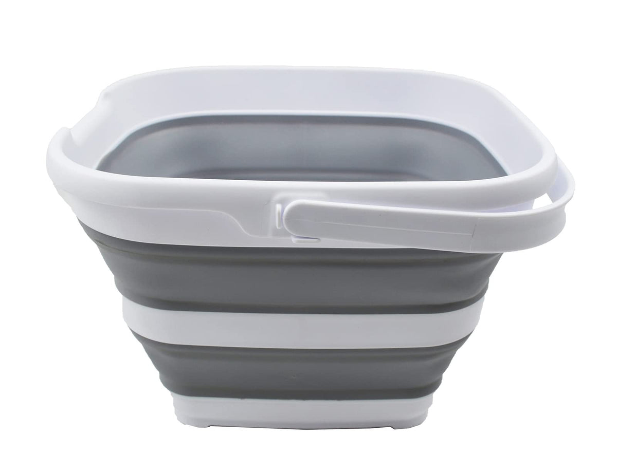 10L (2.6 Gallon) Collapsible Rectangular Handy Bucket (White/Grey, 1)