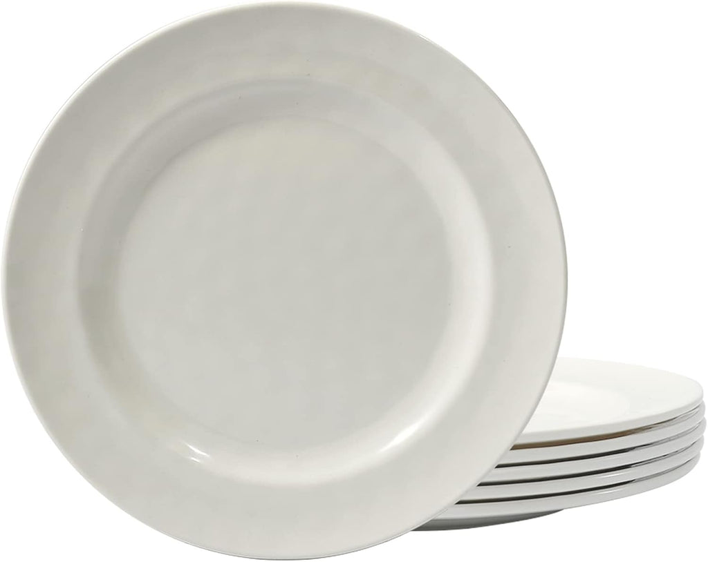 8.5" Melamine Round Dinner Plates, 6-Piece Plate Sets, Ivory