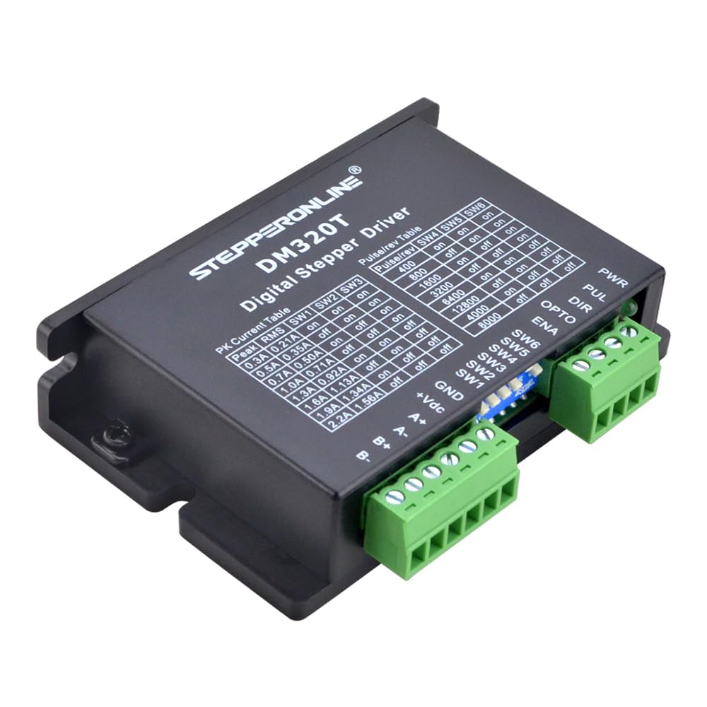 STEPPERONLINE Digital Stepper Driver 0.3-2.2A 10-30VDC 1/64 Micro-Step Resolutions for Nema 8, 11, 14, 16, 17 Stepper Motor