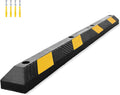 72" Heavy Duty Rubber Parking Stopper for Garage – 6-Foot Long Wheel Stopper with Reflective Stripe, UV-Resistant