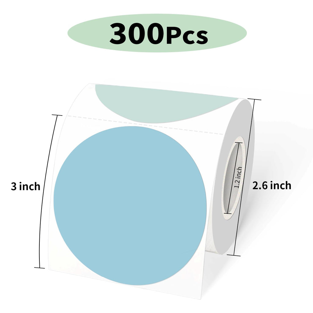3 Inch Round Thermal Label Printer Stickers, Self-Adhesive Direct Thermal Labels Stickers, Waterproof/Perforation