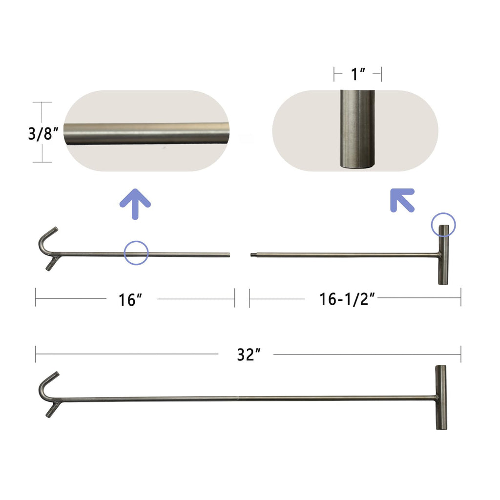 5th Wheel Pin Puller,Portable Stainless Steel Type S-Hook 32 inch,1pack