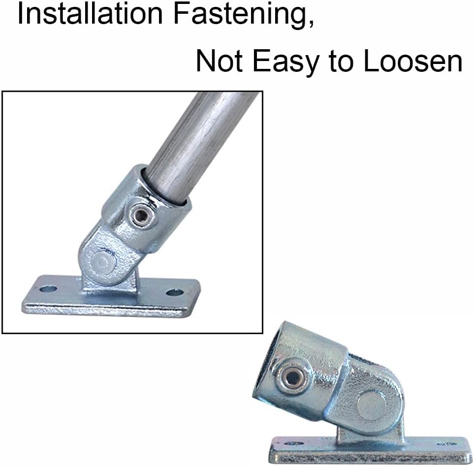 2 Pcs Swivel Handrail Socket Base Fits 1" Nominal Galvanized Pipe Adjustable Structural Flange Base Cast Iron Galvanized Pipe Fitting (G3/4")