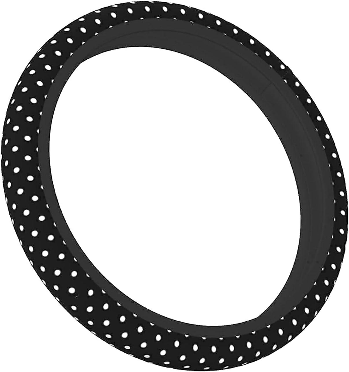 Black and White Polka Dot Steering Wheel Covers Non Slip Neoprene Steering Wheel Protector Universal 15 inch for
