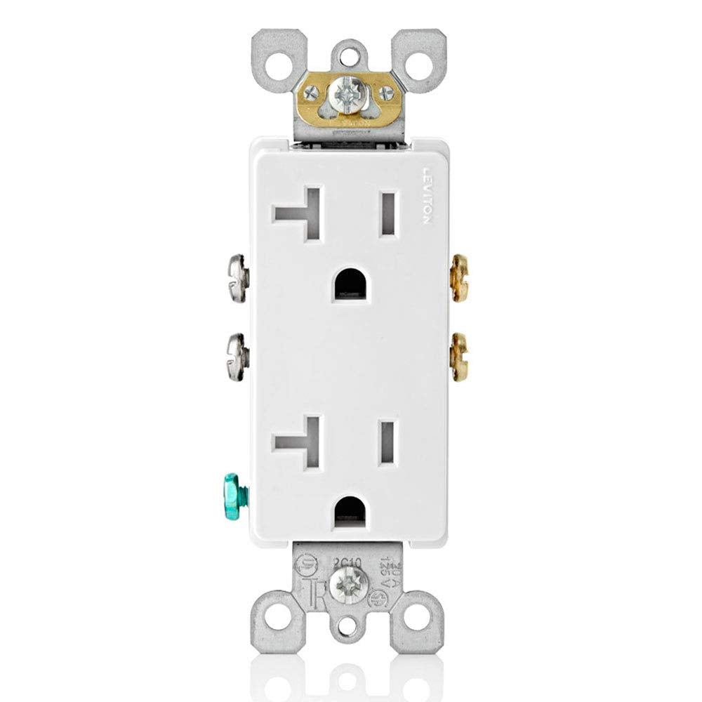 Leviton M02-T5825-Wmp 20a 125v White Decora Tamper Resistant Outlets 10 Count
