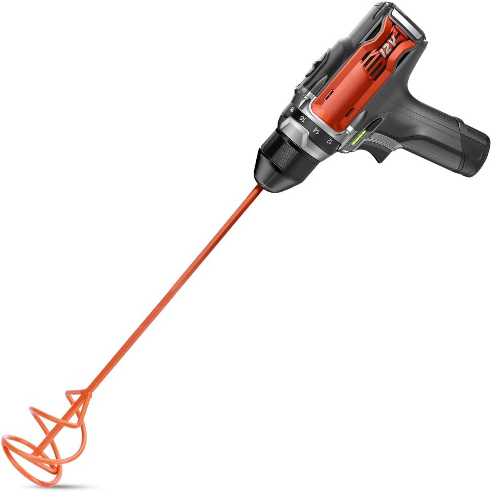 Paint & Mortar Mixer, 16" L, 3" Dia (Orange#03) | Compound, Sealer, Grout, Thinset, Plaster, Mud, Cement, Stirring