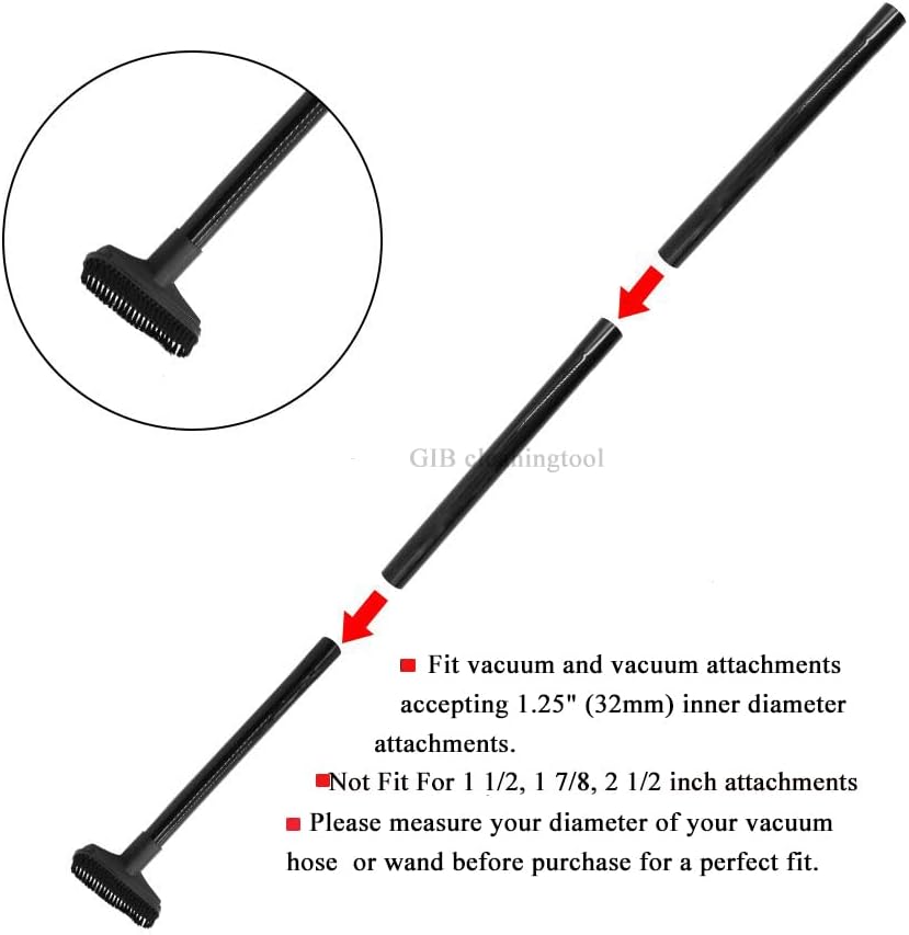 GIB 9 Pcs Vacuum Attachments for Shop Vac Accessories w/ 1 1/4" Vacuum Wand | 32 mm Vacuum Extension Wand & Vacuum