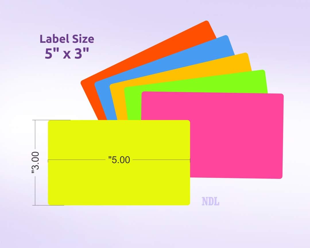 500 Rectangle Stickers, Color Coding Labels Roll, (3" x 5")