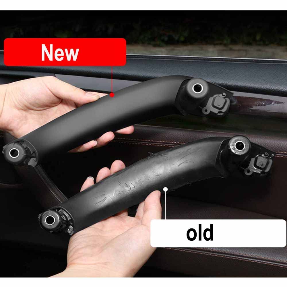 Black Inner Door Handle Leather Left Door Pull Handle Trim Kits Replacement