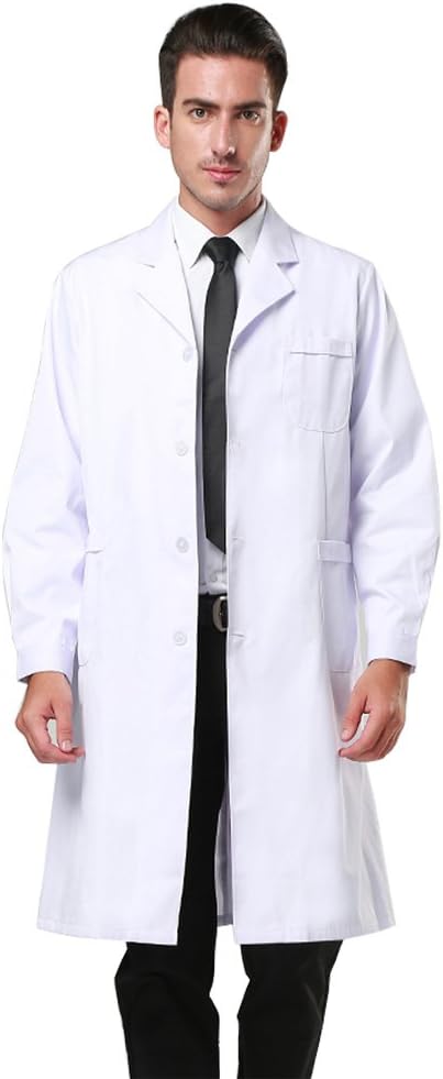 Professional White Long Sleeve Lab Coat Workwear Uniform for Women and Men