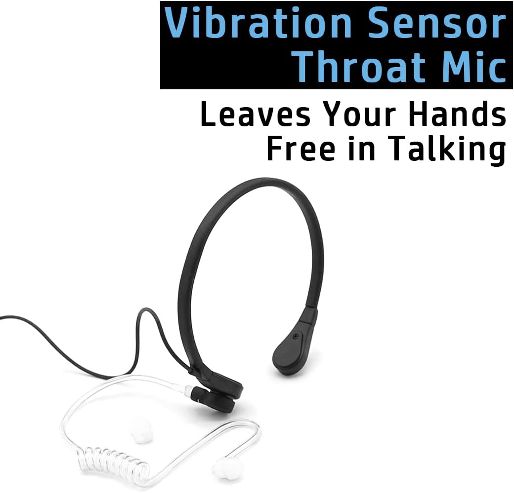 Throat Mic Earpiece Headset for Cobra Radio ACXT145 ACXT345 PX655 1-Pin | for ACXT360 ACXT645 CX112 CXT345 CXT385