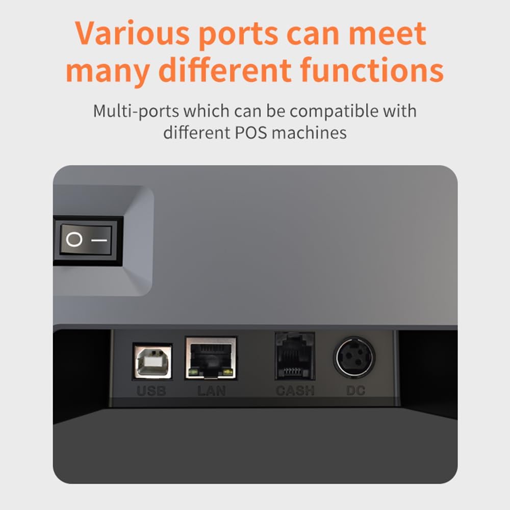 Thermal Receipt Printer 80mm Desktop Direct Thermal Printing USB+LAN Connection High Speed with Auto Cutter Large