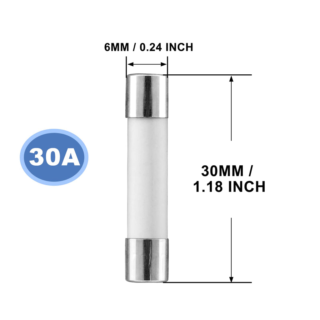 Litoexpe 20-Pack 30A 250V Ceramic Time Delay Fuses