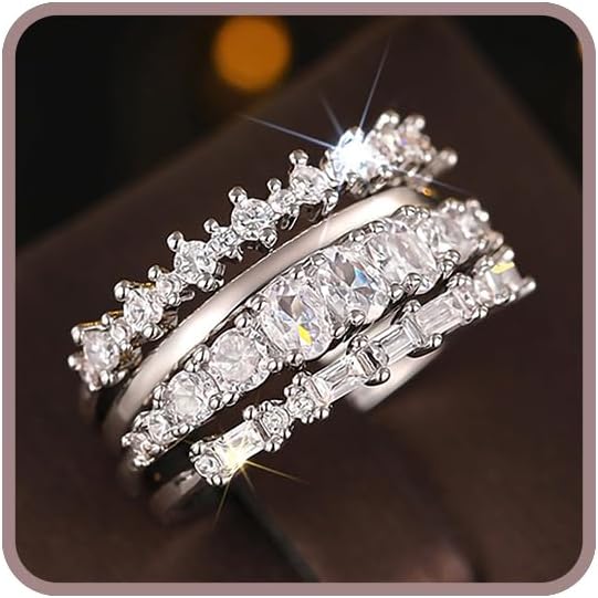 Dainty Silver Rings Set Size 6-10 Silver Wedding Band Women Fashion Stackable Rings Wedding Jewelry