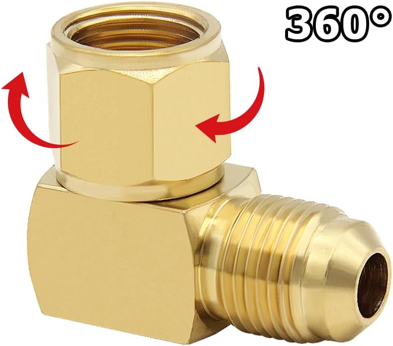 Hooshing 2PCS 90° Elbow Flare Swivel Fitting 3/8" Female to Male Connector