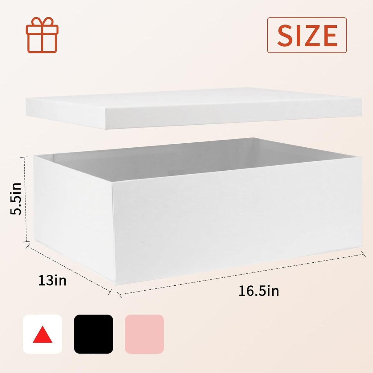 Large White Gift Box with Lid 16.5x13x5.5 inches