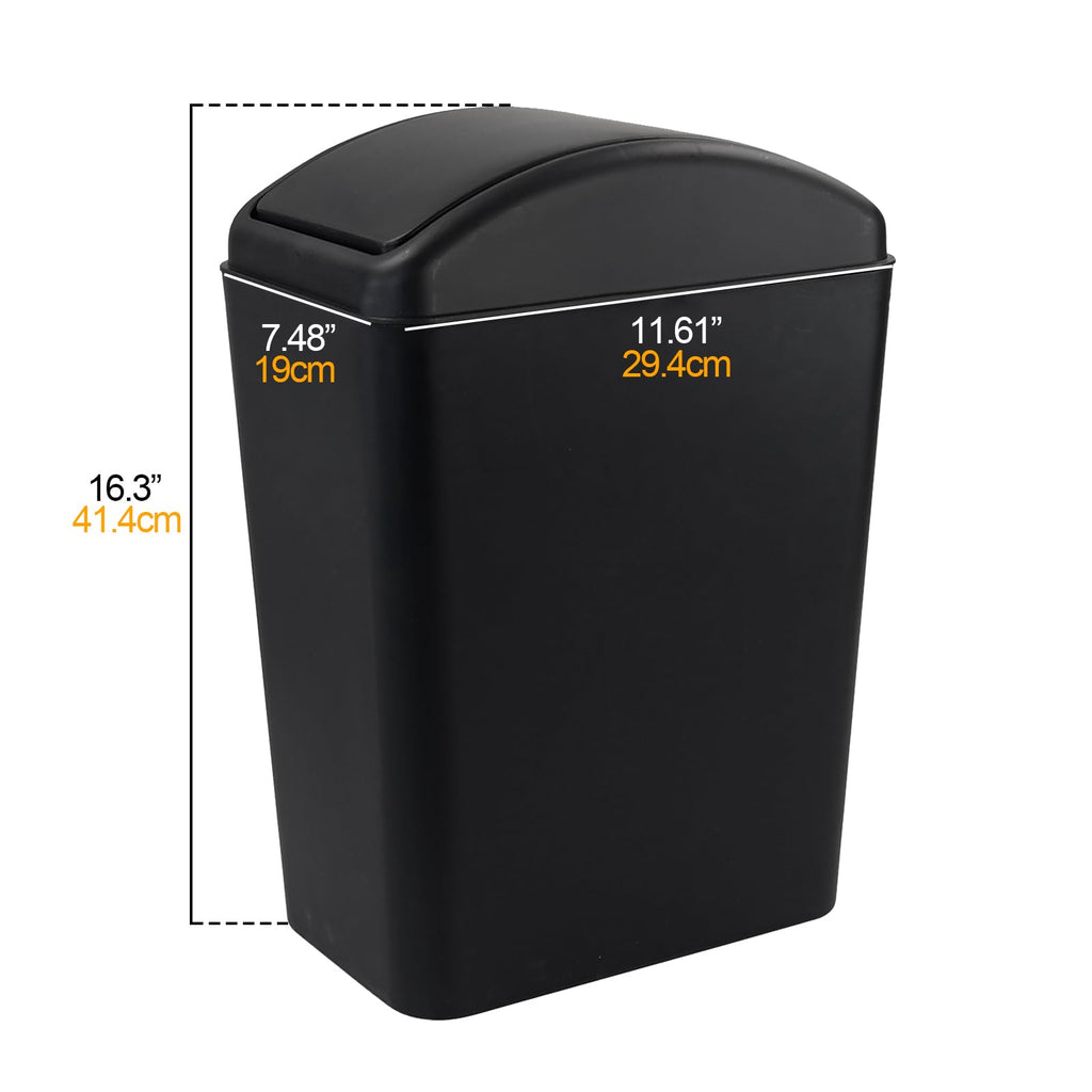 4.5 Gallon Plastic Swing-Top Trash Can, Garbage Can with Lid, Black