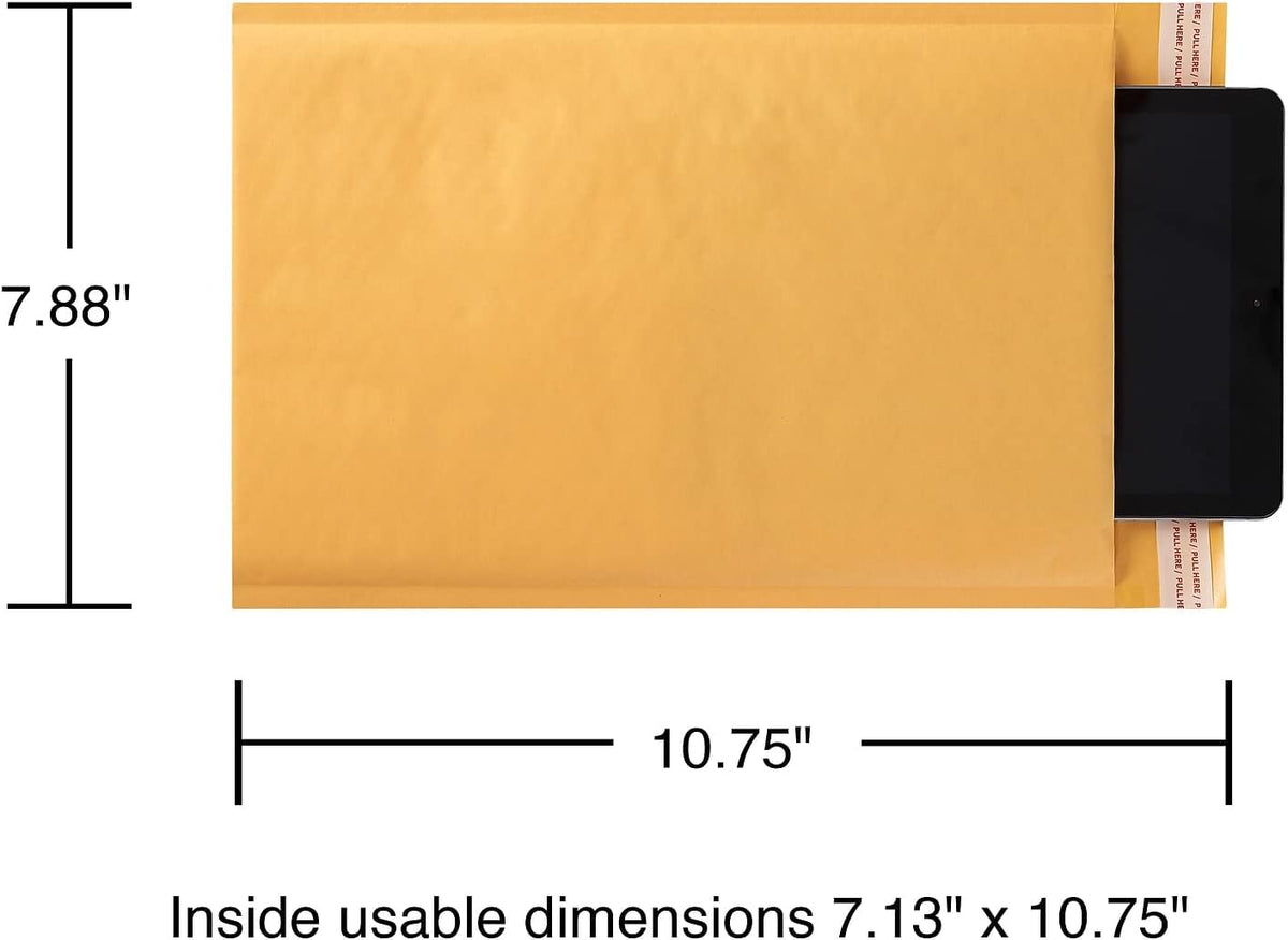Peel & Seal Bubble Mailers, #1, 7.13x11 In, 25-Ctn, 51579-CC
