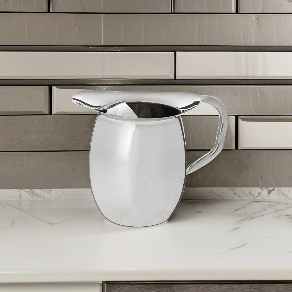 3 Quart Deluxe Bell Pitcher with Ice Catcher, Stainless Steel, Medium