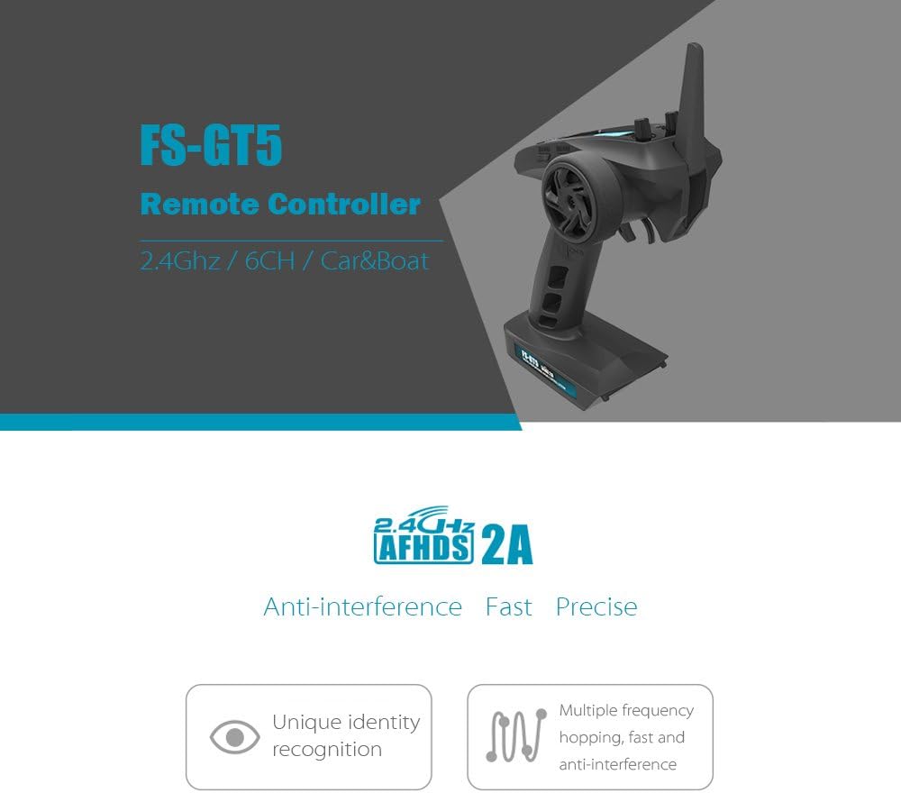 Flysky FS-GT5 2.4GHz 6CH AFHDS RC Transmitter with FS-BS6 Receiver for RC Car Boat Radio System
