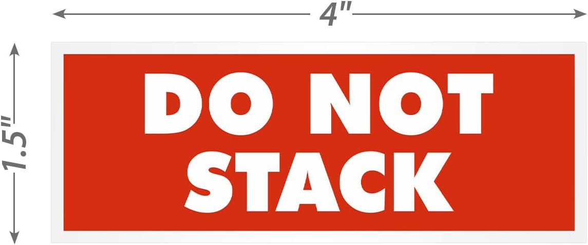 'Do Not Stack' Packing Labels - 500/Roll, 1.5 x 4 inch, 4.5 mil Coated Paper with Permanent Adhesive Backing