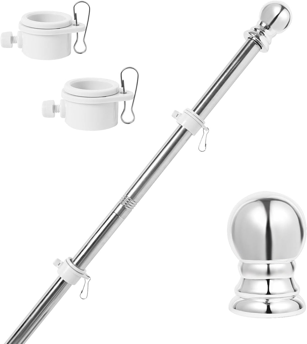 Flag Pole Kit 5ft Flag Pole for Outside House, Flag Poles with Tangle Free Flag Pole Rings for 3x5 American Flag