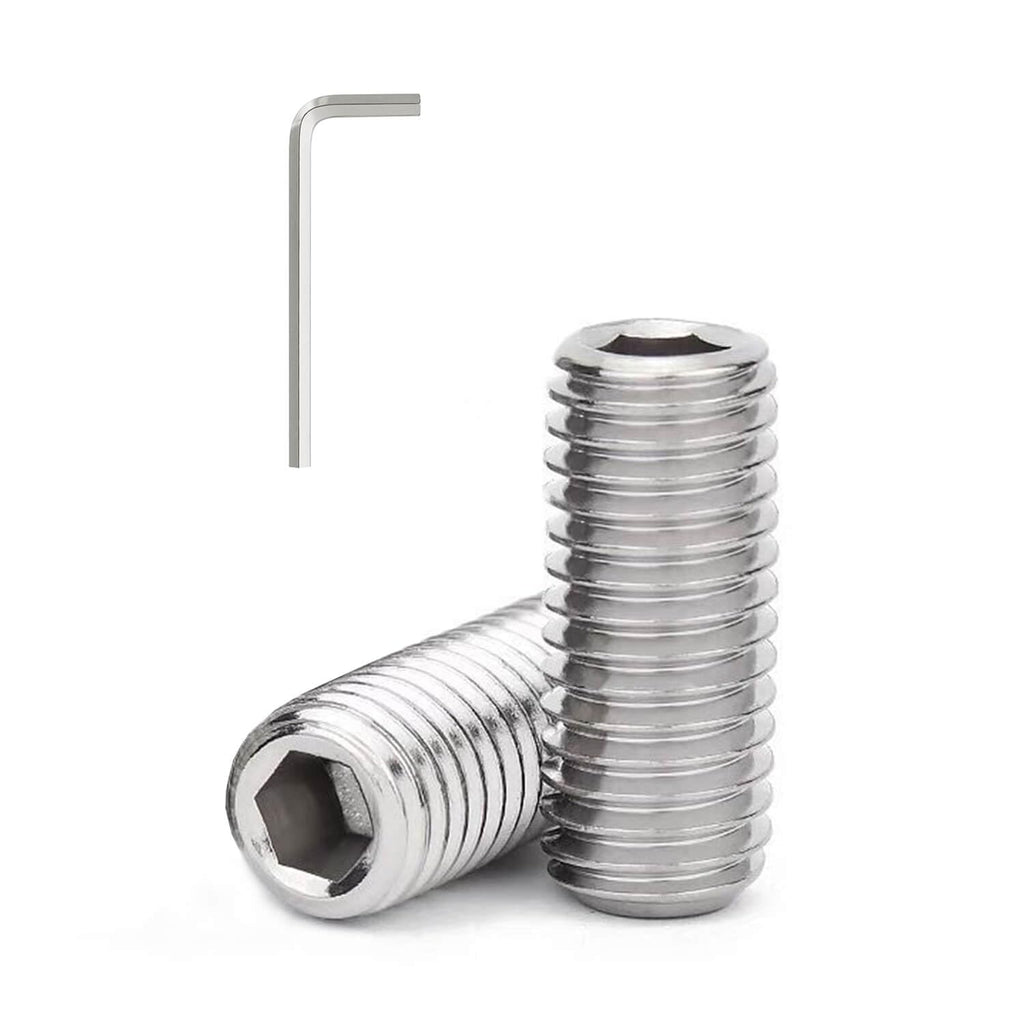3/8-16 x 3/4'' (10 Pack) Set Screws, 304 Stainless Steel 18-8, Internal Hex Head Allen Drive Cup Point Screws (with Hex Key Wrench)