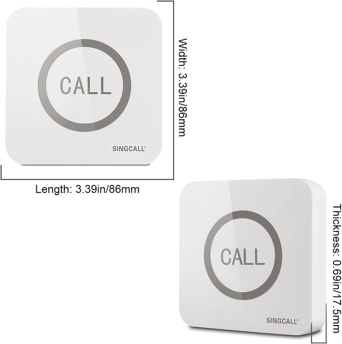 Restaurant Pager System, 2 Waterproof Wireless Call Buttons