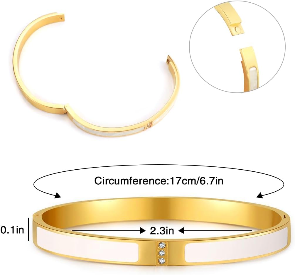 Stainless Steel Crystal Cubic Zirconia Bracelet 18K Gold Plated Women Bracelet Titanium Steel Bangle