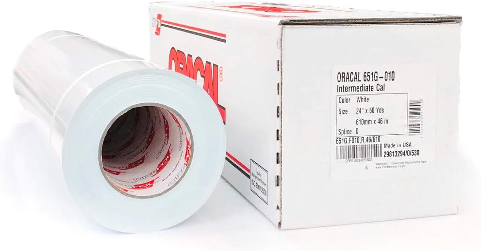 Matte White Vinyl 651 - Adhesive Craft Vinyl Roll for Craft Cutters, Printers, and Decals - Outdoor & Permanent, (24"