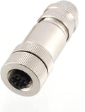 M12 6 Pin Female Connector, Screw, A-Coded, Power 30V 2A, Waterproof, Shielded, Metal Circular, 12mm Locking Thread for Industrial Automation Sensor, 2pcs