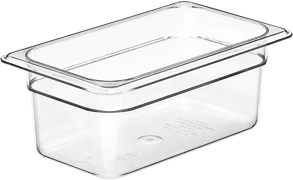 1/4 GN Polycarbonate Hotel Pan, 4" Deep, 6PK Clear 44CW-135