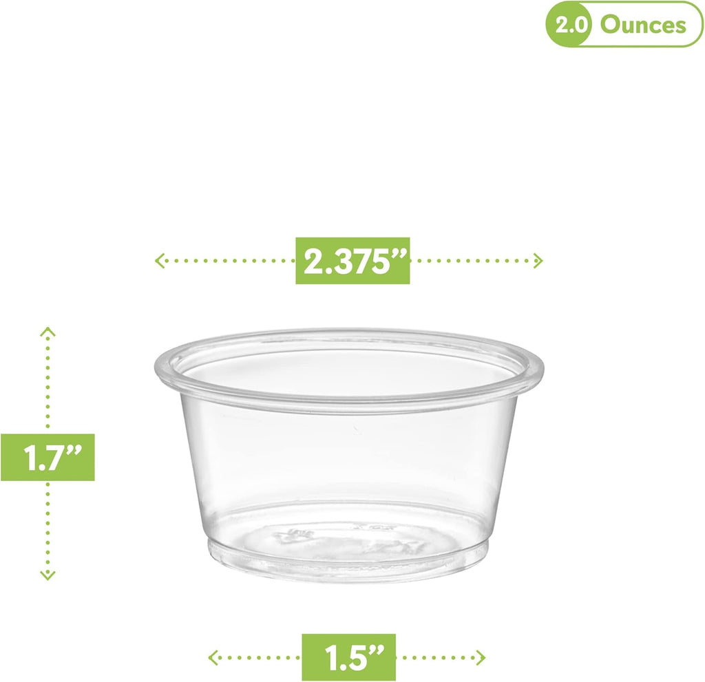 [2 oz - 200 Cups Clear] Diposable Plastic Portion Cups No Lids, Small Mini Containers For Portion Controll, Jello
