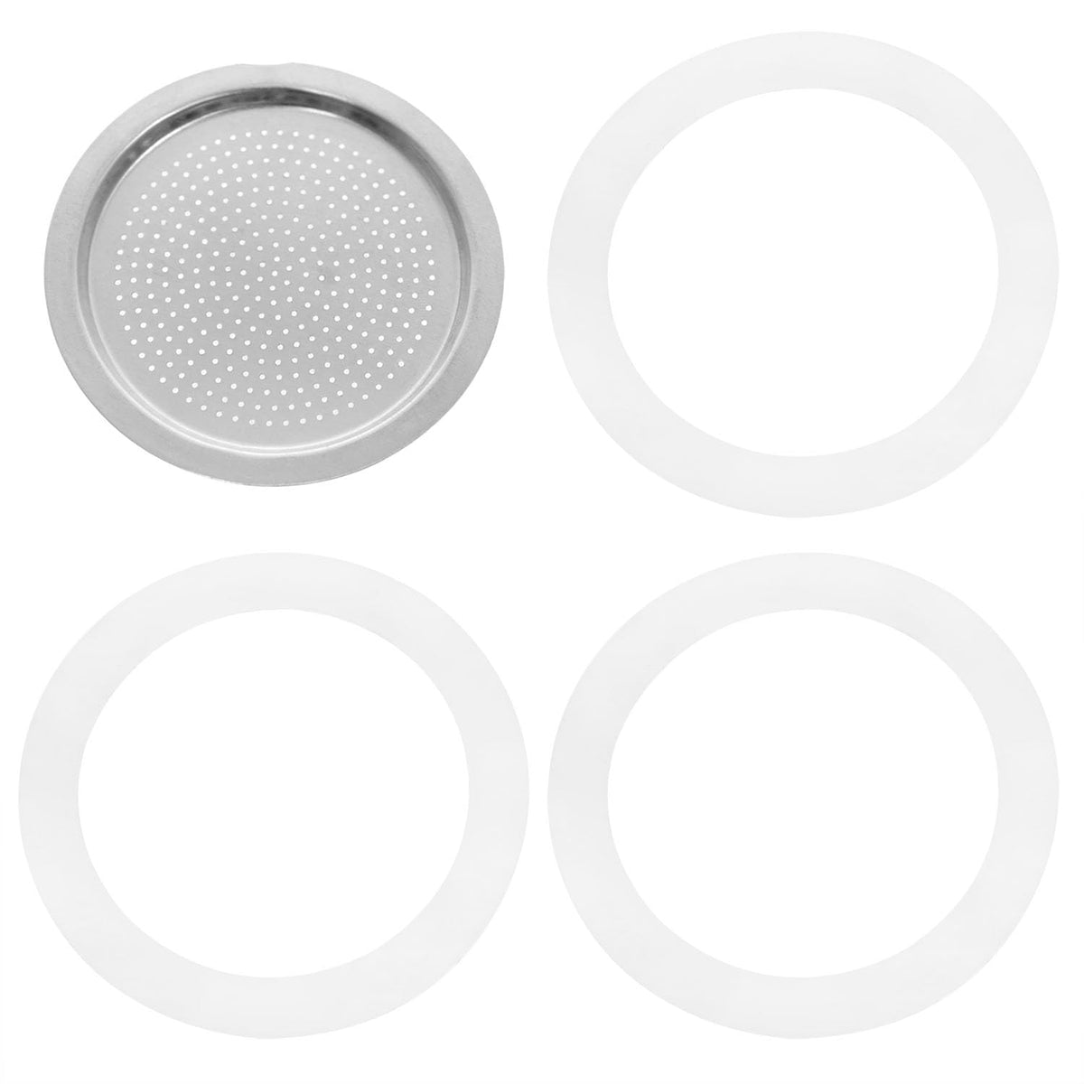 FINBe 6 cup Moka Pot Filter and Silicone Gasket Seal for Mocha Pots,4 Pack