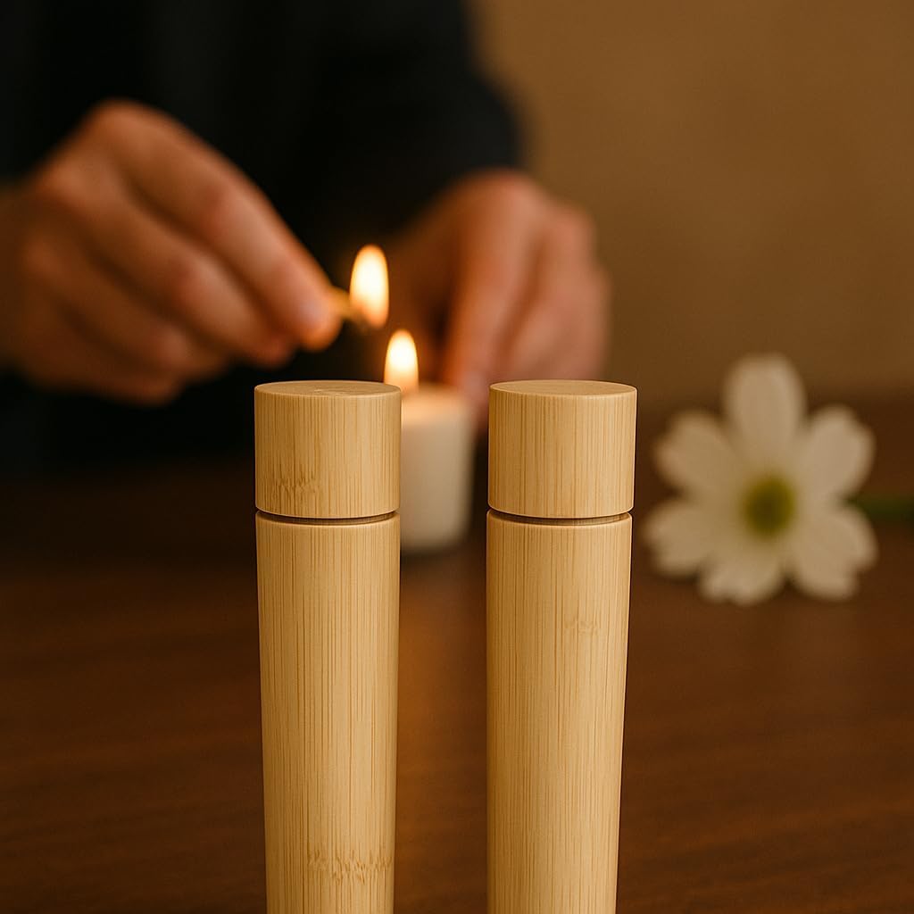 Natural Bamboo Scattering Tubes for Human or Pet Ashes (2-Pack) with Paper Funnel - Eco-Friendly 100 Percent Bamboo