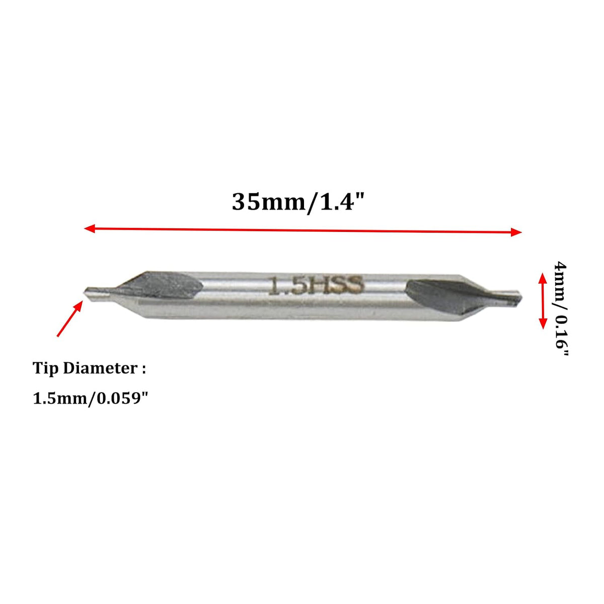 Center Bits Drill 1.5mm Tip Diameter HSS Center Spotting Drill Bit Countersink Tools for Lathe Metalworking -10pcs