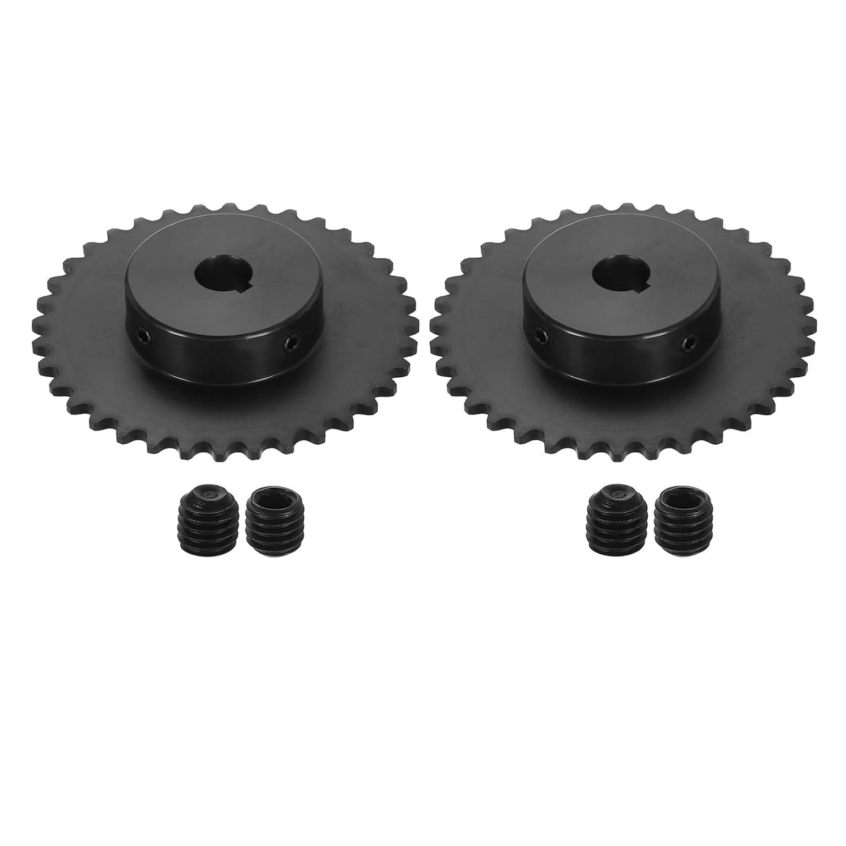 uxcell 2 Pcs #35 Chain Roller Sprocket 5/8" Bore, 36 Tooth C45 Carbon Steel ANSI #35 Roller Sprocket Round Hole with Set Screws for ISO 06C Chain