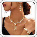 Rhinestone Jewelry Set Bridal Necklaces Clip On Earrings Set Wedding Prom Jewelry Accessories for Women